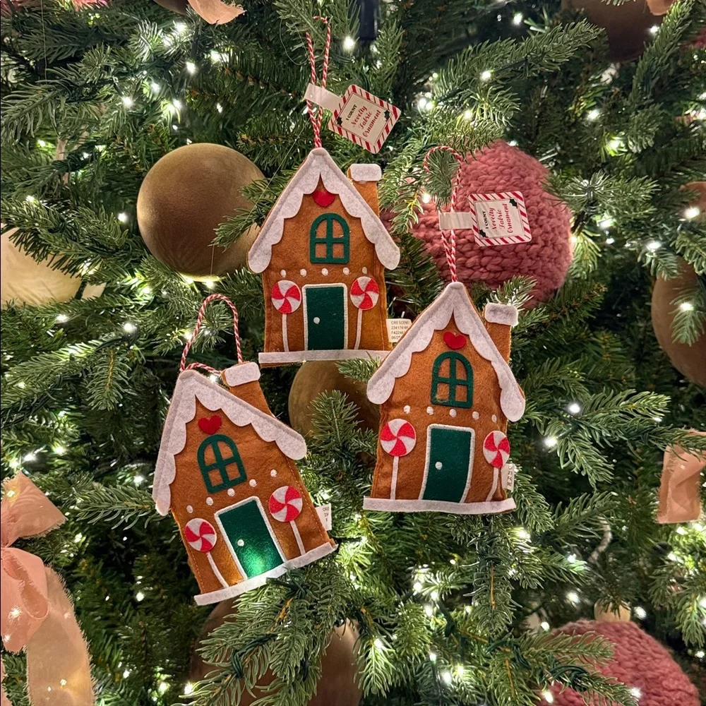 Target felt gingerbread house ornaments Christmas tree X 3 gift tags toppers